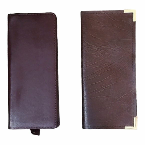 Vintage Faux Leather Business Card Holder and Zippered Business Checkbook Cover - Picture 1 of 7